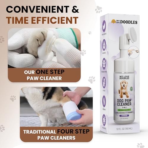 Dog Paw Cleaner, No-Rinse, 3-in-1 Silicone Bristle Brush, Lavender, 5 oz - Image 5