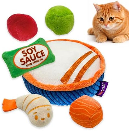 6-Piece Sushi Playset - Catnip Plush Cat Toys, Poke Bowl by PouncePurr