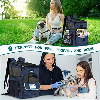 PetAmi Dog Backpack Carrier, Airline Approved 4-Way Entry Cat Bag, Blue - Image 7