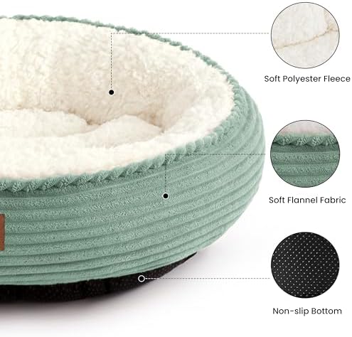 Love's cabin Round Donut Cat and Dog Cushion Bed, 30in Pet Bed for Medium or Large Dogs, Anti-Slip & Water-Resistant Bottom, Soft Durable Fabric Pet Beds, Washable Calming Cat Bed, Apple Green - Image 2
