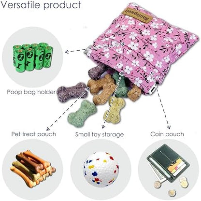 Raisingwell Dog Treat Pouch, Small Cotton Pocket Sized Training Holder, Hand Free Walking Fanny Bag with Carabiner, Self-Closing Pet Feed Snack Reward, Behavior Aids for Puppy Travel or Outdoor Use - Image 4