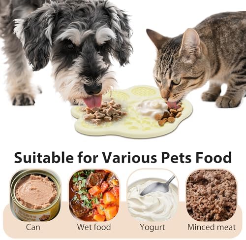Lick Mat for Dogs and Cats, Slow Feeder Mats with Suction Cups - Bathing, Grooming and Training, Anxiety Relief Feeding Pad,Dishwasher-Safe Yellow - Image 4