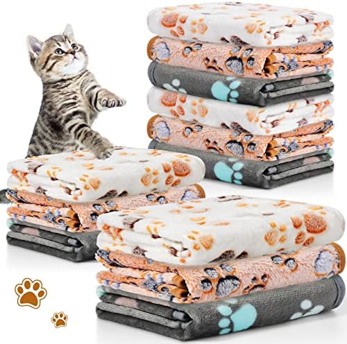 Tegeme 12 Pcs Puppy Blanket for Cat, 23 X 16 Inch, Dark Gray, White, Camel by Tegeme
