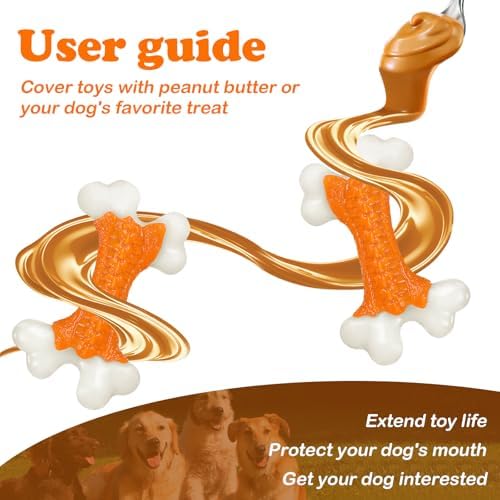 Kseroo Indestructible Dog Toys for Aggressive Chewers: Peanut Butter Flavored Hard Nylon Bone Chew Toys, Tough Dog Chew Toys for Large Dogs, Dog Toys to Keep Them Busy for Medium Large Breed, Orange - Image 5