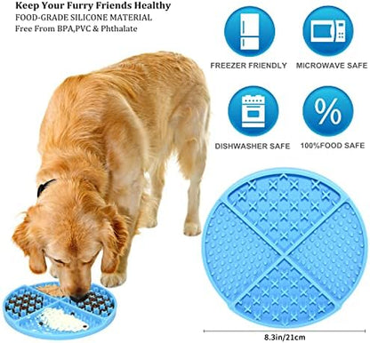 Bangp Silicone Dog & Cat Lick Mat and Slow Feeder,Extends Mealtime for Fast Eaters and Reduces Anxiety,Heavy-Duty Design,Dishwasher Safe,Perfect for Yogurt,Treats,Peanut Butter (Blue) - Image 2