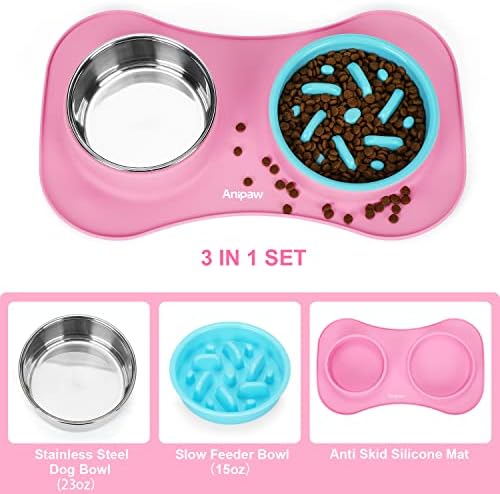 Slow Feeder Dog Bowls 3 in 1 Stainless Steel Food Water Bowl to Slow Eating - Image 5