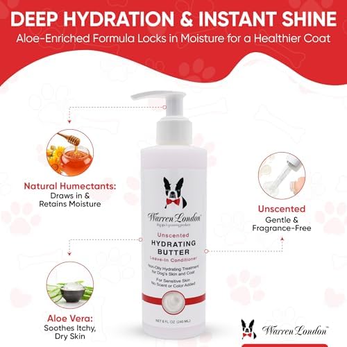 Warren London Hydrating Butter Leave in Pet Conditioner for Dogs | Lotion for Skin and Coat | Aloe Puppy & Dog Conditioner for Hair Detangler, Dry Skin, & Dandruff | Unscented 8oz - Image 3