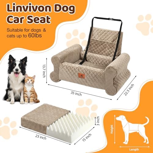 Dog Car Seat for Medium/Large Dogs up to 60LBS Memory Foam Dog Booster Seat - Image 2
