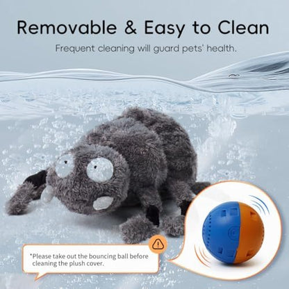 Touch Moving Pet chew, Plush, Interactive Small and Medium Pet Plush Toys Electric Type-C Rechargeable Vibration Ball with Spider Shell Detachable Pet Chew Toys. - Image 3