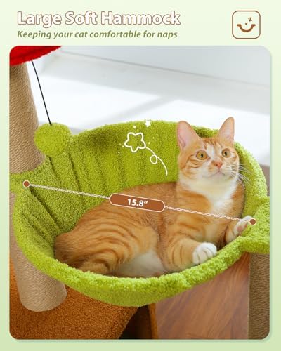 MUTTROS 35" Flower Cat Tree for Kittens with Hammock & Sisal Posts, Brown - Image 4