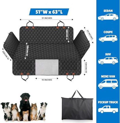 Back Seat Extender, Car Dog Seat with Hard Bottom Holds 420lbs, Thick & Durable Waterproof Pet Hammock Protector for Car, SUV,Truck(Black) - Image 3