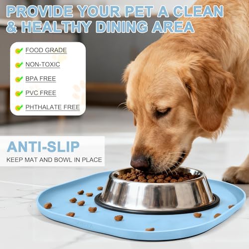 SMILOOL Waterproof Silicone Pet Food Mat with Raised Edge for Dog & Cat - Image 3