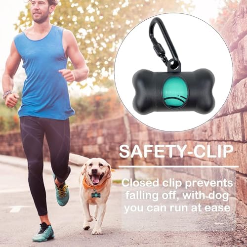Dog Poop Pickup Bags Holder Dispenser with Standard-Sized Leak-Proof Scented Doggy Waste Bags and Carabiner with Safety Lock&Fastener Never Loose on Leash Lead Again (1 Holder 15 Bags, Black) - Image 2