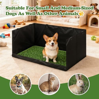 High Walls Dog Pee Pad Holder with Artificial Grass Foldable Indoor Dog Potty Tray 15.7 * 23.6 * 35.4 Inch Dogs Litter Box with Waterproof Liner for Puppies Small and Medium Dogs - Image 5