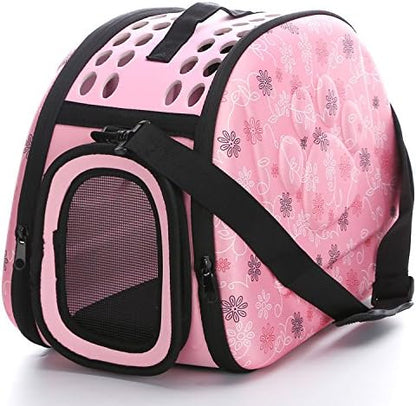 Foldable Pet Dog Cat Carrier Cage Collapsible Travel Kennel - Portable Pet Carrier Outdoor Shoulder Bag for Puppy Dog Cat Small Medium Large Animal (M, Pink) by Unknown