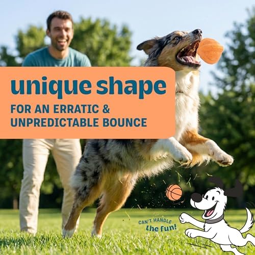 Flex-Force Ball Dog Toy for Fetch & Chew, Multiple Textures, Unpredictable Bounce & Floats, Honey-Peach Scent for Sensory Play, Tough Chewers, Large Breeds (60-100+ lbs), 3.6" - Image 2
