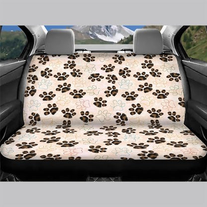 AFPANQZ Dog Paw with Bone Print Car Backseat Covers Dog Seat Cushion for Rear Seat Non-Slip Soft Car Seat Covers for Dogs, Pet, Car Bench Protective Covers Brown - Image 3