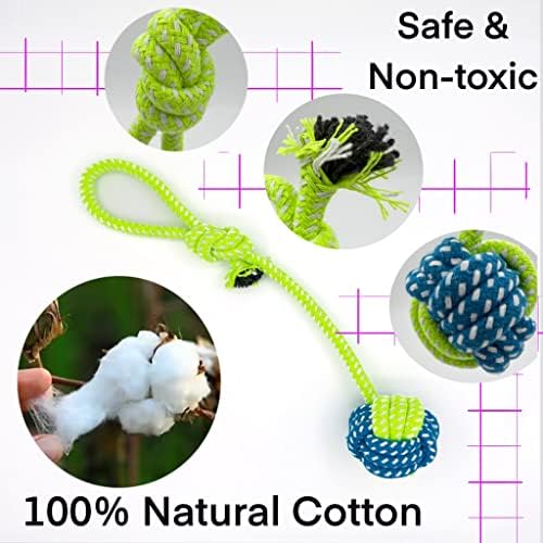YESWOOD! Tug of War Dog Toy Small Breed,4-Pack Small Dog Rope Toy with Ball - Image 3