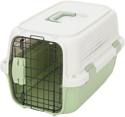 Cat and Dog Bags Pet Air Box with Skylight Pet Checked Box Outing Portable Box Cat Cage Dog Car Transport Box Air Box Pet Travel Bags(Green,A)