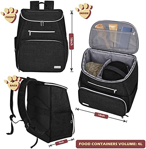 BAGLHER丨Dog Travel Bag Backpack, Airline Approved Pet Supplies Backpack, Dog Travel Bag with 2 Silicone Collapsible Bowls and 2 Food Baskets, Black - Image 3