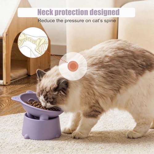 Raised Slow Feeder Cat Bowl, Silicone Elevated Tilted Cat Slow Feeder Bowl - Image 4