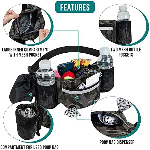 PetAmi Dog Fanny Pack, Treat Pouch for Dog Walking Training, Camo Black - Image 3