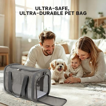 Cat Carrier, Soft-Sided Pet Carrier Bag, Breathable Mesh, Black (Grey, 17 * 11 * 11) - Image 5