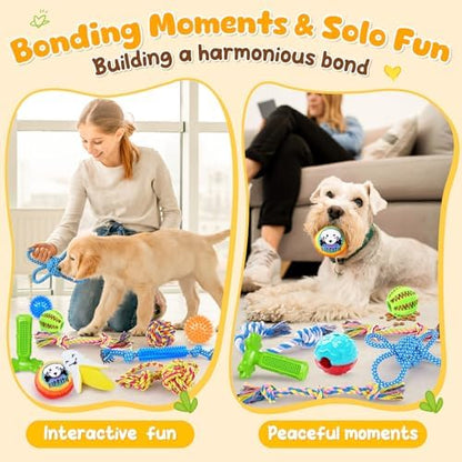KIPRITII 25 Pack Dog Toys Set – Ideal for Teething, Entertainment & Interactive Play, Includes Puppy Toys, Rope Toys, Treat Balls and Squeaky Dog Toys - Image 4