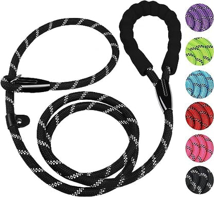 Dog Leash, 6 FT Heavy Duty Dog Leashes with Comfortable Padded Handle,Black by BOOEUDI