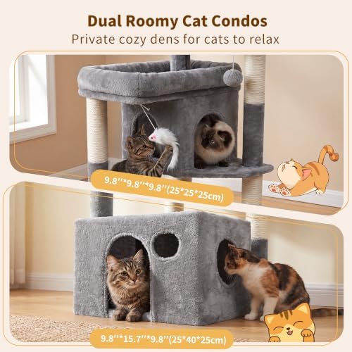 Heybly 34.6" Cat Tree Anti-Tipping Floor Cat Condo for Kittens, HCT205SW - Image 3