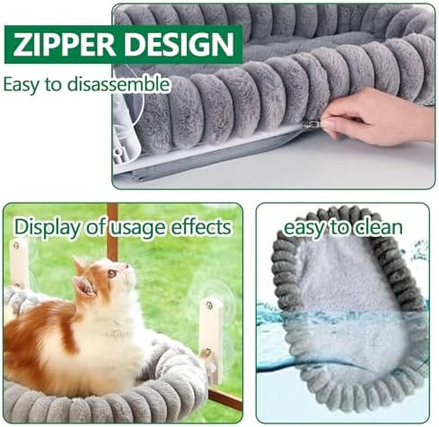 Collapsible Window Perch for Indoor Cats, Large Cats & Kittens - Equipped with a Cat-Catching Stick, Solid Metal Frame, Soft Cover, Strong 4 Suction Cup Wall Mount - Image 5