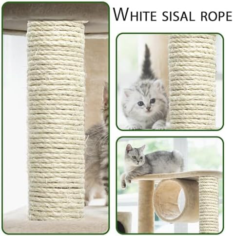 Natural Sisal Rope 8mm 98-Feet for Cat Scratching Post Tree Tower Replacement Repair and Replace, DIY Hemp Twine Rope for Cat Scratching Furniture Window Perch and Crafts Gardening Home Decorating - Image 2