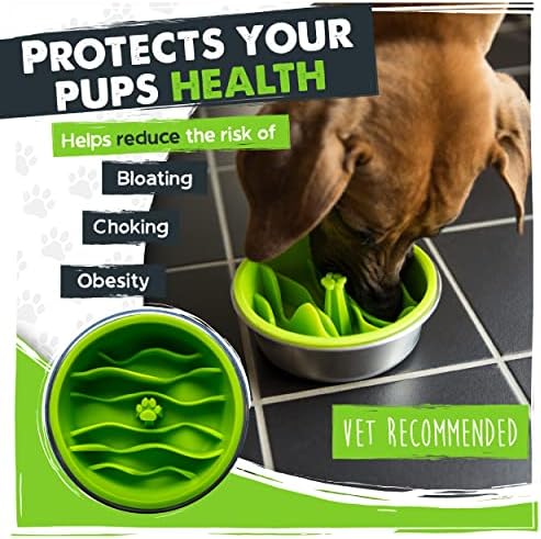 Mighty Paw Slow Feeder Dog Bowls | Interactive Dog Bow Insert - Silicone Puzzle Feeder Insert - Medium for All Sized Breeds (7" x 2") - Image 2