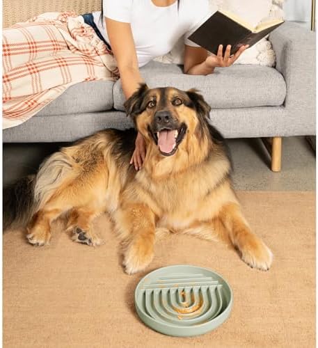 Slow Feeder Dog Bowl - Silicone Dog Bowl, Large, 9.5" x 1.5" - Sage - Image 6