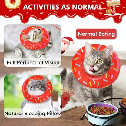 Hpetppy Cat Cone Collar Soft, Cat Recovery Collar for Wound Healing Cute Donut Adjustable Kitten Cones to Stop Licking Comfortable Lightweight Neck Elizabethan Collars for Kittens After Surgery - Image 3