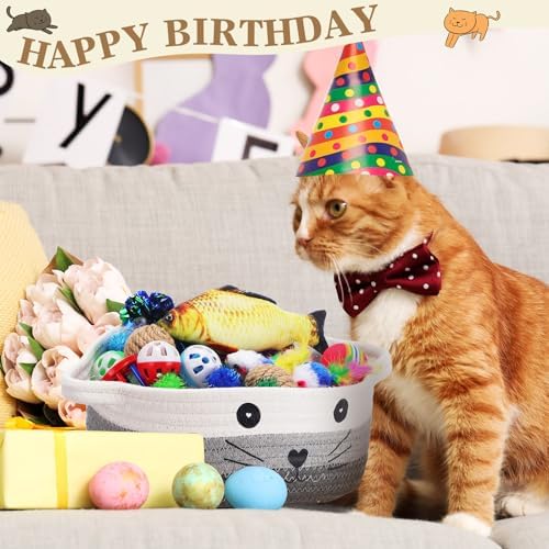 Zopeal 58 Pcs Cat Toy Set with Storage Basket Indoor, Multicolor, 9.8 Inch - Image 6