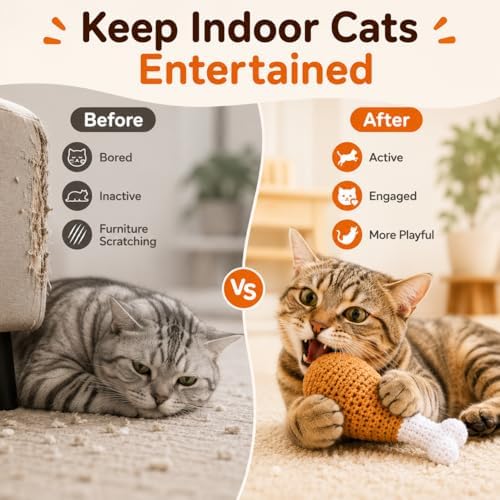 Handmade Crochet Catnip Cat Toy, Chew Toy with Crinkle Sound, 2 Pack - Image 6