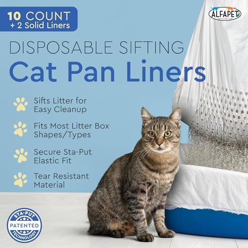 Alfapet Sifting Cat Litter Box Liners - Jumbo 10 Count, Tear-Resistant Cat Litter Bags, Waterproof Kitty Litter Liners, Fits Litterbox Pan Sizes X-Large, X-Giant, 37" x 18" 30 lb Capacity - Image 2