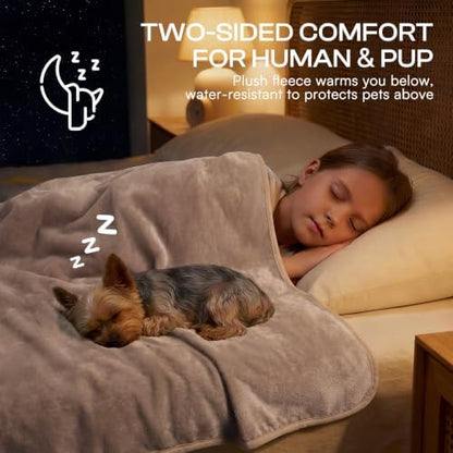 Luciphia Waterproof Pet Blanket, Washable Reversible Sherpa Fleece Throw - Image 3