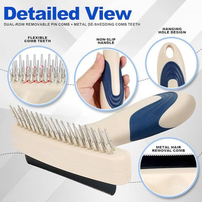 2-in-1 Pet Deshedding&Undercoat Rake Comb for Dogs and Cats - Image 3