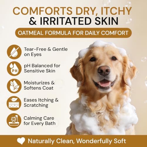 All Natural Anti Itch Oatmeal Shampoo + Conditioner for Dogs | Hypoallergenic Soothing Relief for Dry, Itchy, Bitten or Allergy Damaged Skin (Pack of 2) - Image 3