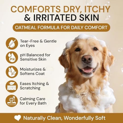 All Natural Anti Itch Oatmeal Shampoo + Conditioner for Dogs | Hypoallergenic Soothing Relief for Dry, Itchy, Bitten or Allergy Damaged Skin (Pack of 2) - Image 3