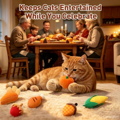 CiyvoLyeen Plush Thanksgiving Catnip Toys for Indoor Cats 6 Pack - Image 5
