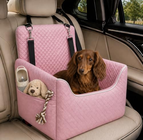 ALL GOOD PET SUPPLIES Dog Car Seat for Small/Medium Dogs Under 35lbs | Soft Memory Foam Booster Car Seat with Detachable Washable Cover and Elevated Cushion, Puppy Dog Car Bed by AllGood
