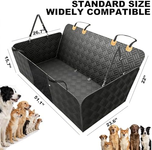 Dog Car Seat Cover, 600D Heavy Duty Waterproof Pet Back Seat Extender with Hard Bottom, Nonslip Scratch Proof Dog Hammock, Machine Washable Car Protector for Cars Trucks SUVs - Image 4