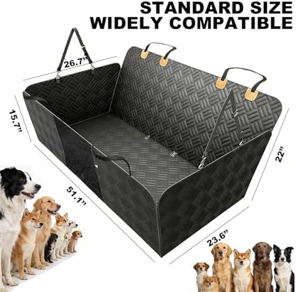 Dog Car Seat Cover, 600D Heavy Duty Waterproof Pet Back Seat Extender with Hard Bottom, Nonslip Scratch Proof Dog Hammock, Machine Washable Car Protector for Cars Trucks SUVs - Image 4