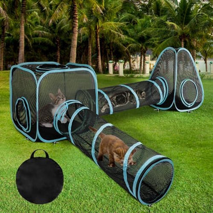 Outdoor Cat Enclosure, 4-in-1 Cat Tent Tunnel Playpen Set by GINDOOR