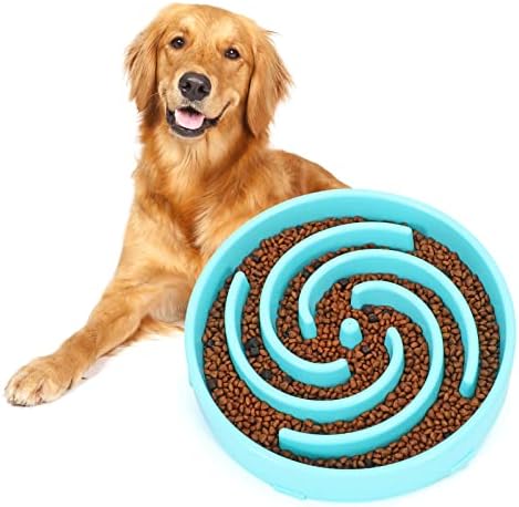 Slow Feeder Large Dog Bowl - Non Slip Maze Puzzle Bowl for Medium Dogs - Blue by WHIPPY