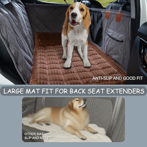 Dog Bed for Car Back Seat, Non-Slip Backseat Pet Bed Mat for Travel, Soft Dog Seat Cover Blanket Washable Couch Protector Fit for Hammock Extenders in Cars, SUVs and Trucks(54"×25" Brown) - Image 3