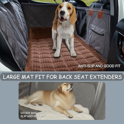 Dog Bed for Car Back Seat, Non-Slip Backseat Pet Bed Mat for Travel, Soft Dog Seat Cover Blanket Washable Couch Protector Fit for Hammock Extenders in Cars, SUVs and Trucks(54"×25" Brown) - Image 3